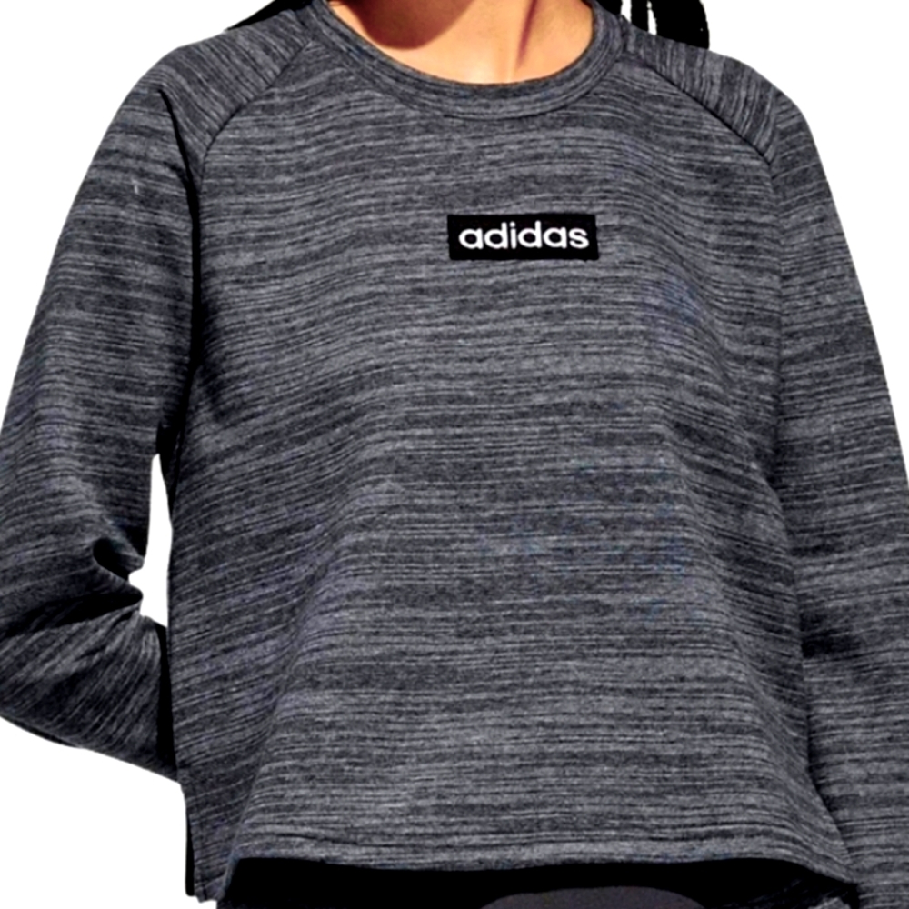 Adidas Cropped Sweatshirt Gray Women's XL Adidas Long Sleeve Pullover
